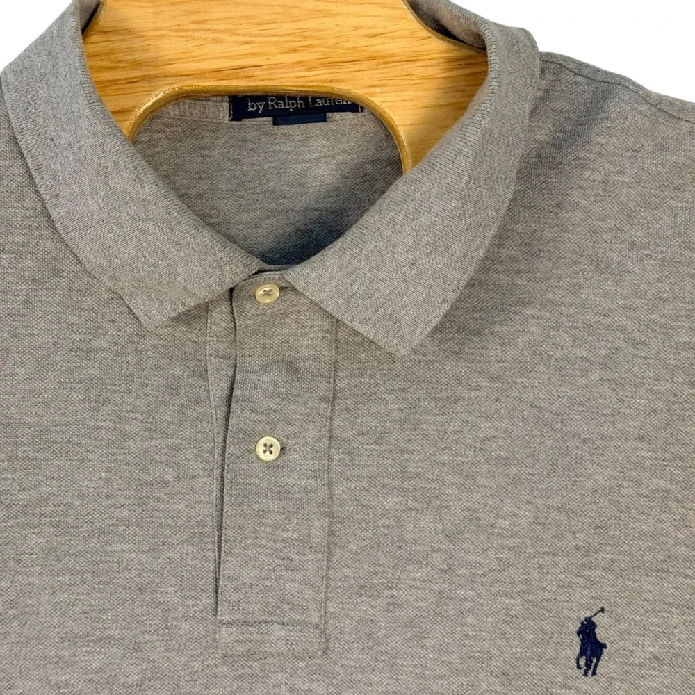 Polo Ralph Lauren Polo Shirt Men 3XB Gray Solid Cotton Big & Tall Short Sleeve